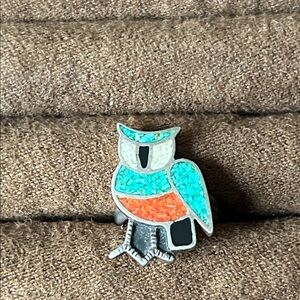 Sterling silver vintage Owl Ring adjustable  not sign